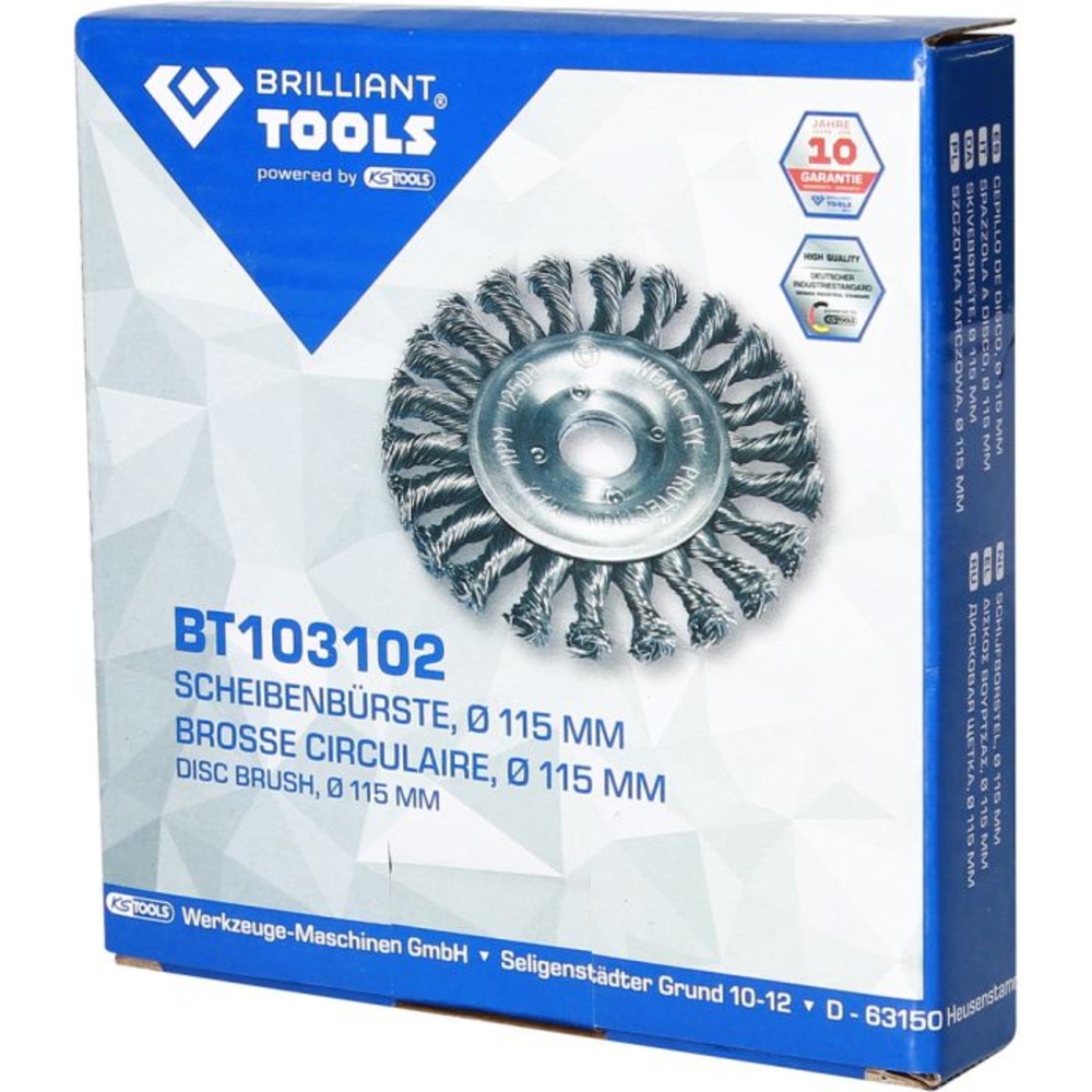 Brosse circulaire acier torsadé D115mm entrainement 22mm BRILLIANT TOOLS - KS TOOLS - BT103102