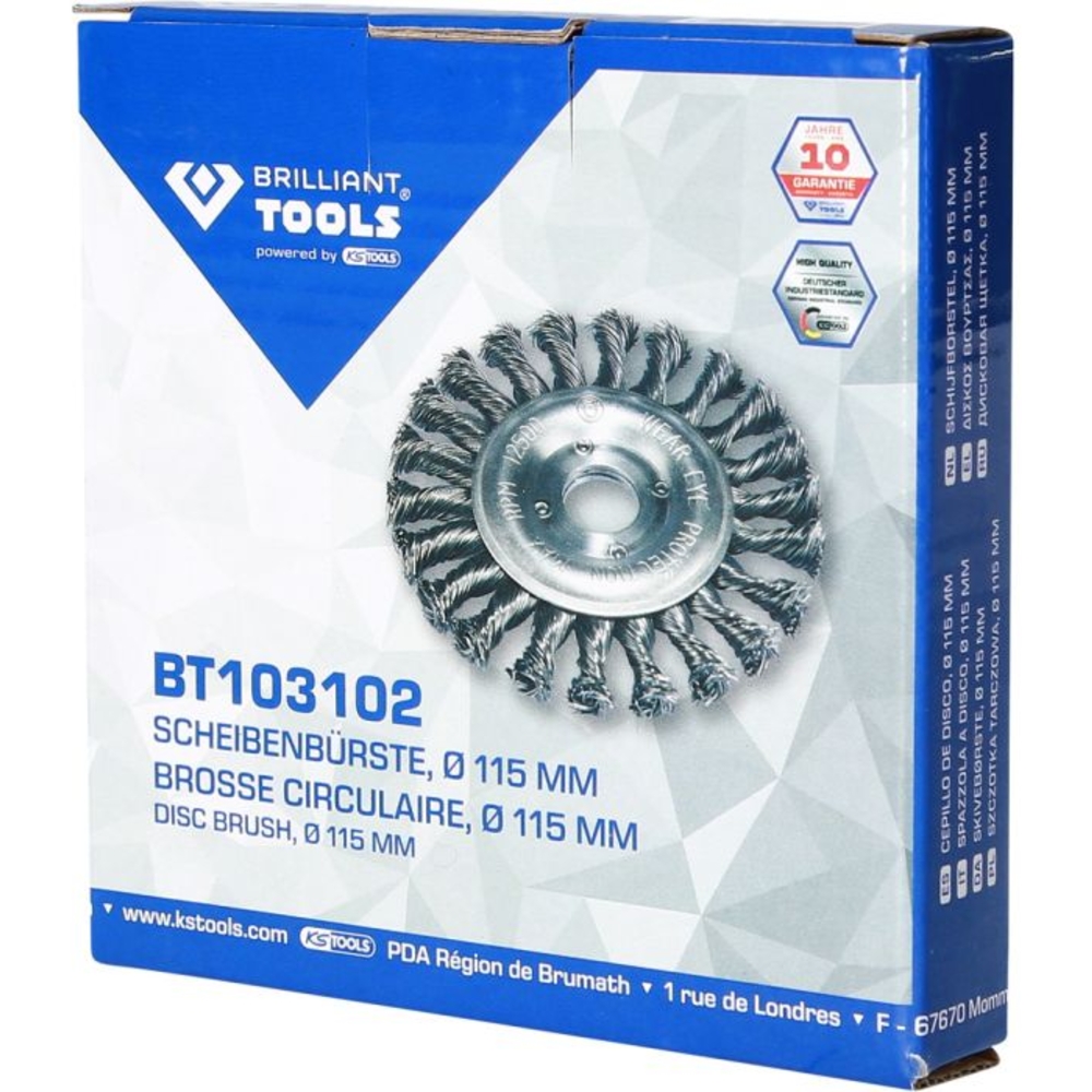 Brosse circulaire acier torsadé D115mm entrainement 22mm BRILLIANT TOOLS - KS TOOLS - BT103102