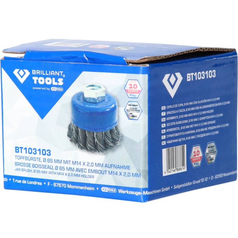 Brosse boisseau D65mm en M14 x 2,0mm BRILLIANT TOOLS - KS TOOLS - BT103103