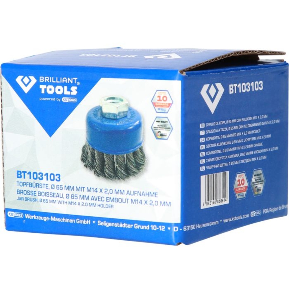 Brosse boisseau D65mm en M14 x 2,0mm BRILLIANT TOOLS - KS TOOLS - BT103103