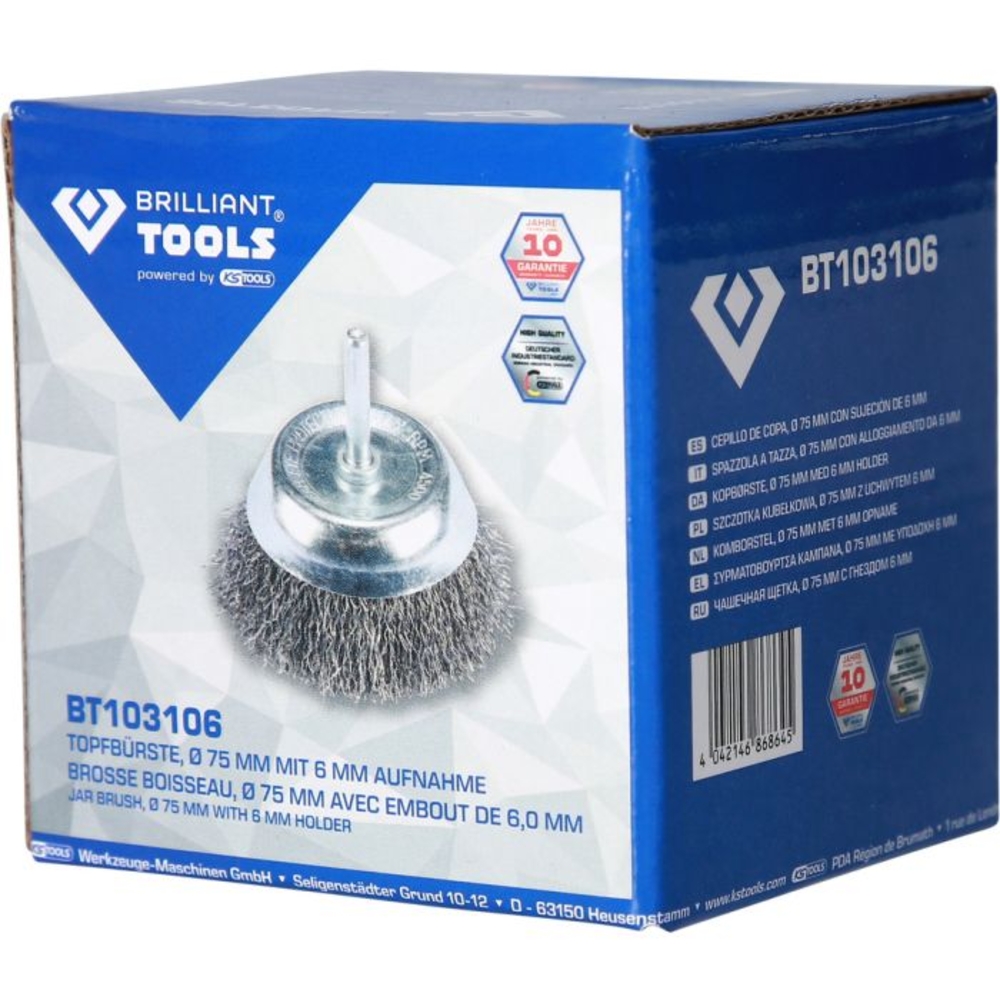Brosse boisseau D75 mm queue de serrage 6mm BRILLIANT TOOLS - KS TOOLS - BT103106