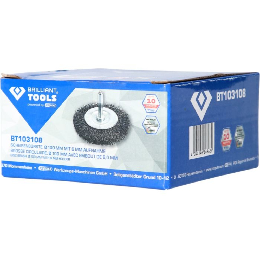 Brosse circulaire D100mm queue de serrage 6mm BRILLIANT TOOLS - KS TOOLS - BT103108