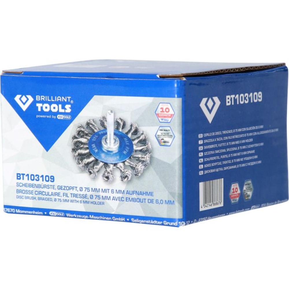 Brosse circulaire D75mm queue de serrage 6mm BRILLIANT TOOLS - KS TOOLS - BT103109