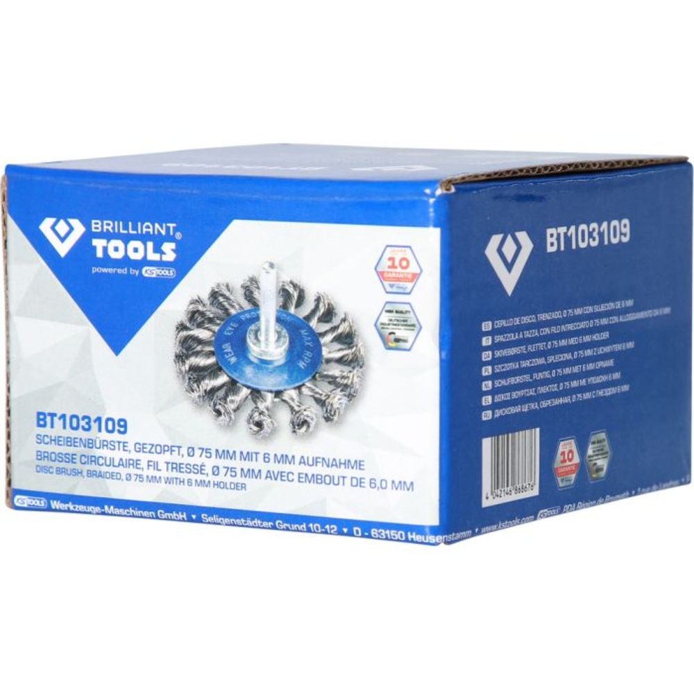 Brosse circulaire D75mm queue de serrage 6mm BRILLIANT TOOLS - KS TOOLS - BT103109