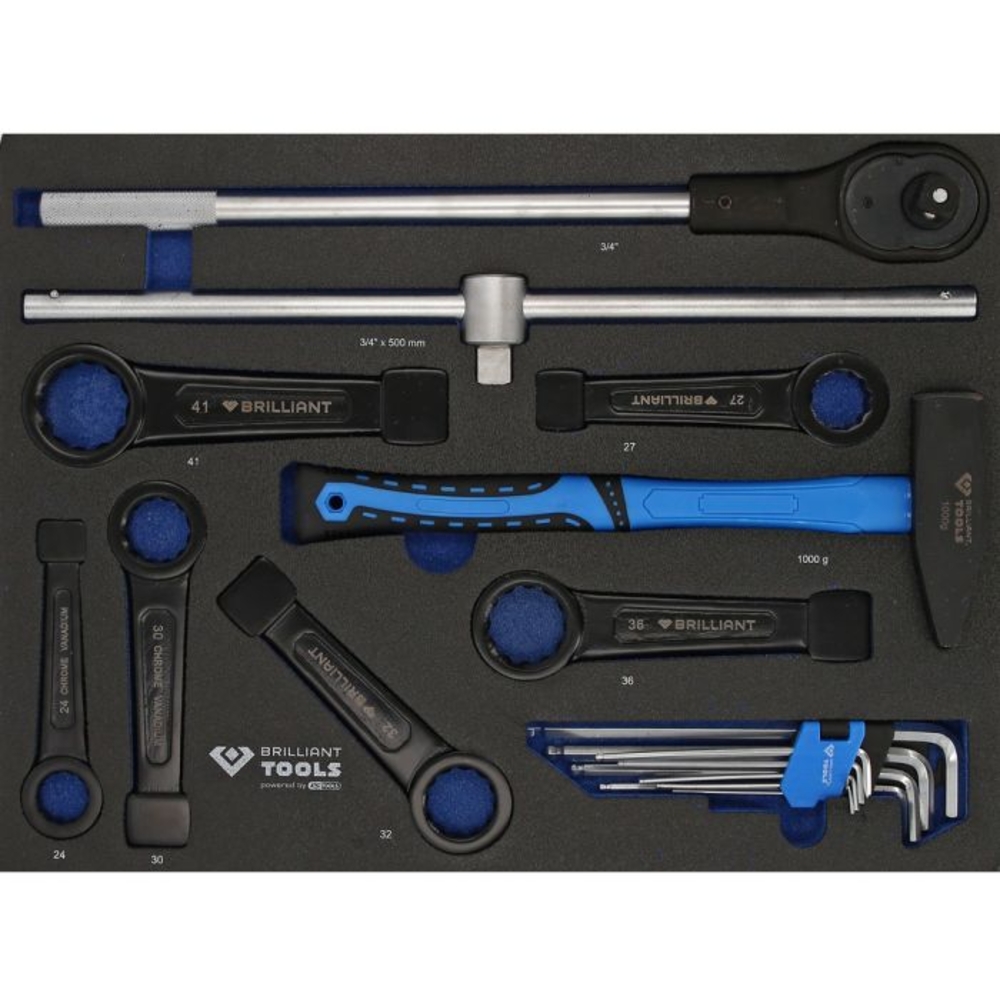Servante d'atelier 7 tiroirs avec porte équipée de 225 outils BRILLIANT TOOLS - KS TOOLS - BT153225