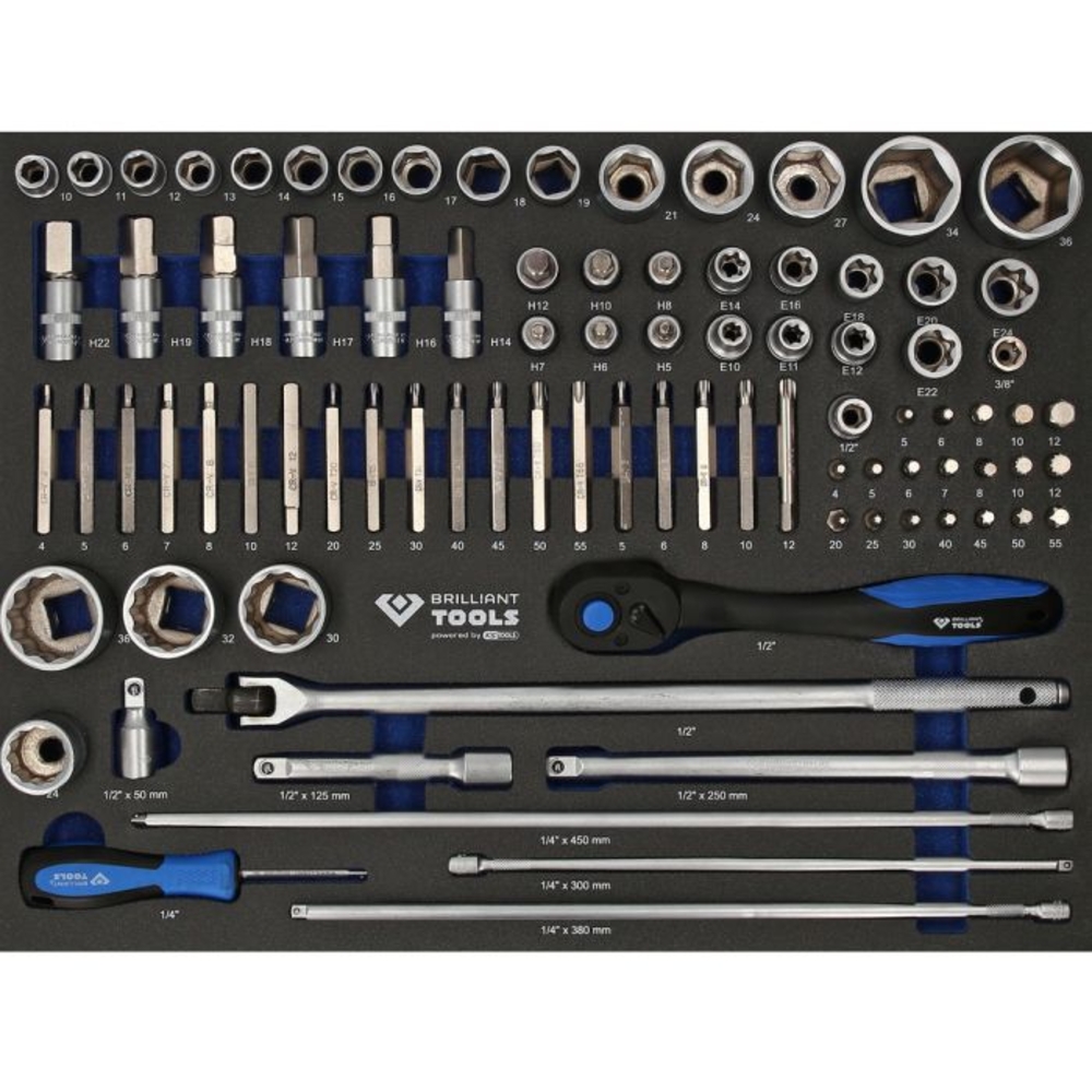 Servante d'atelier 7 tiroirs avec porte équipée de 225 outils BRILLIANT TOOLS - KS TOOLS - BT153225