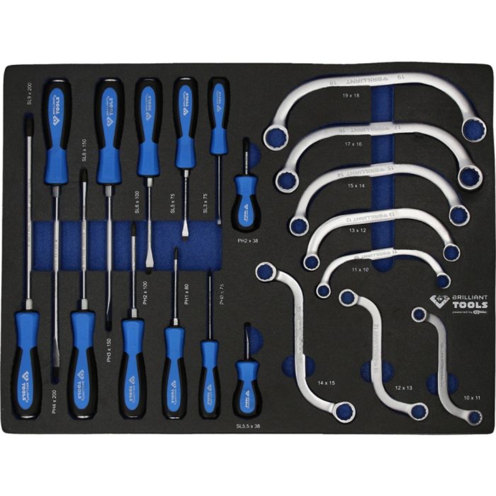 Servante d'atelier 7 tiroirs avec porte équipée de 225 outils BRILLIANT TOOLS - KS TOOLS - BT153225