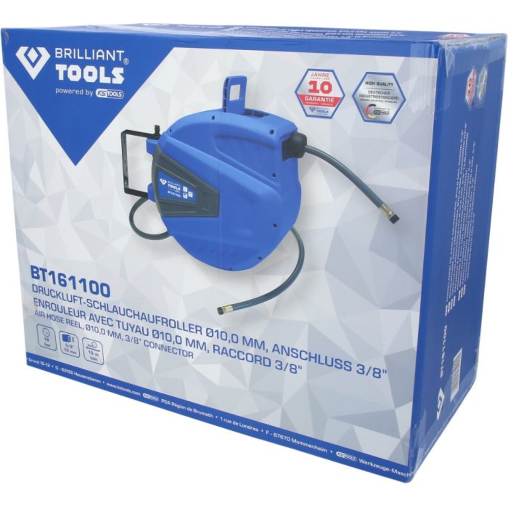 Enrouleur air et eau mural D10mm 15m BRILLIANT TOOLS - KS TOOLS - BT161100