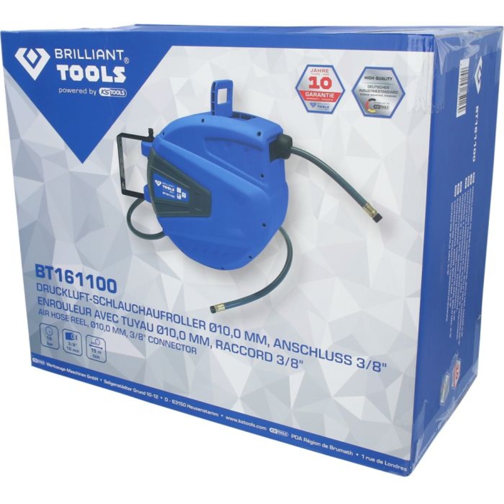 Enrouleur air et eau mural D10mm 15m BRILLIANT TOOLS - KS TOOLS - BT161100