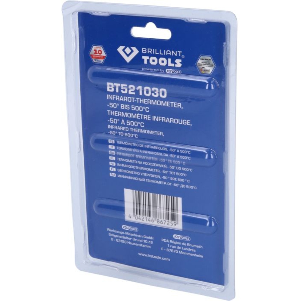 Thermomètre laser - 50° à + 500°C BRILLIANT TOOLS - KS TOOLS - BT521030