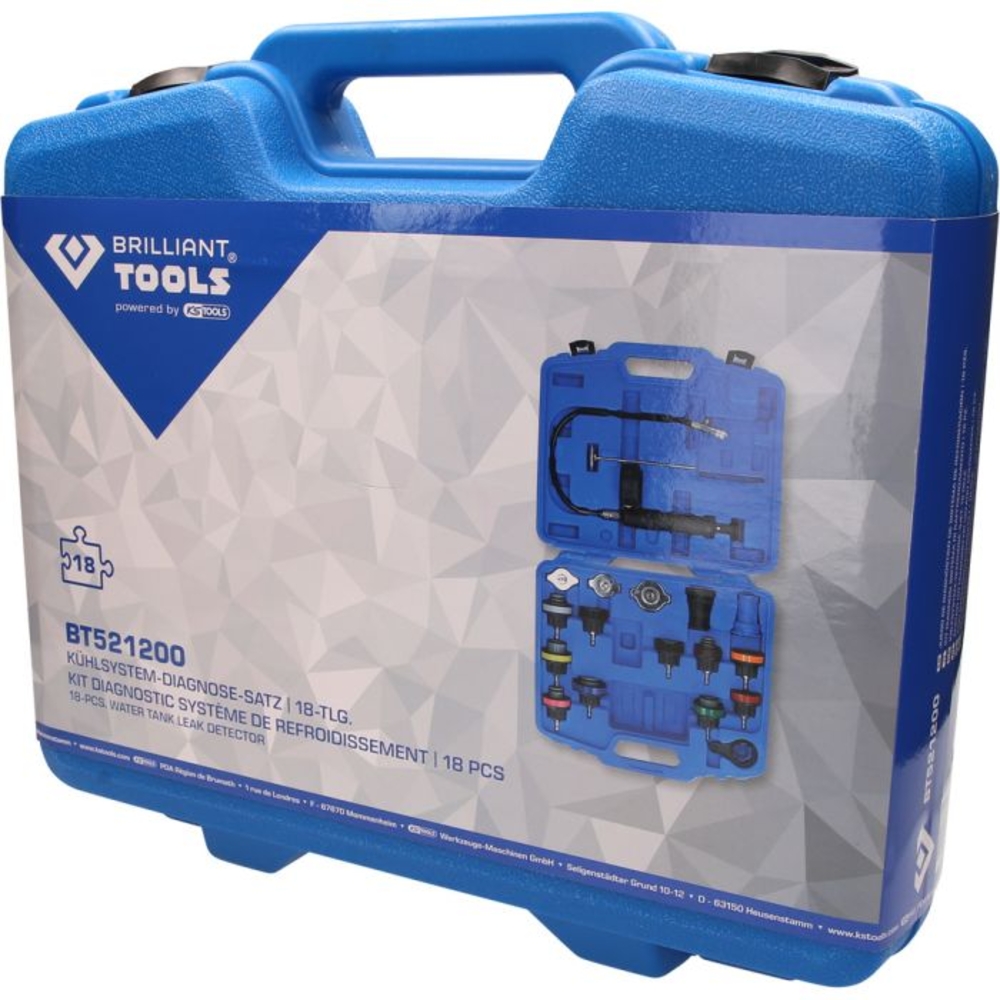 Kit universel de diagnostic de système de refroidissement 18 pcs BRILLIANT TOOLS - KS TOOLS - BT521200