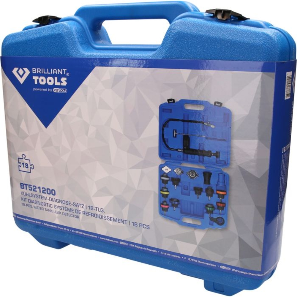 Kit universel de diagnostic de système de refroidissement 18 pcs BRILLIANT TOOLS - KS TOOLS - BT521200