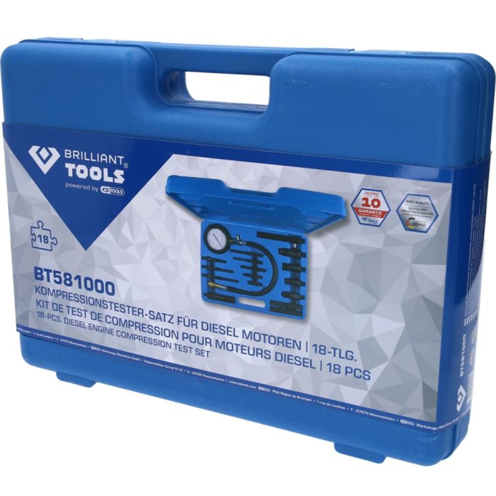 Coffret de contrôle de compression pour moteurs diesel 18 pcs BRILLIANT TOOLS - KS TOOLS - BT581000