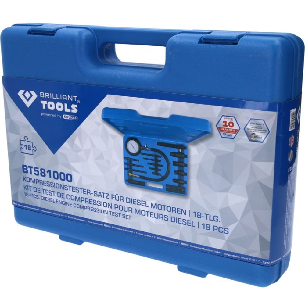 Coffret de contrôle de compression pour moteurs diesel 18 pcs BRILLIANT TOOLS - KS TOOLS - BT581000