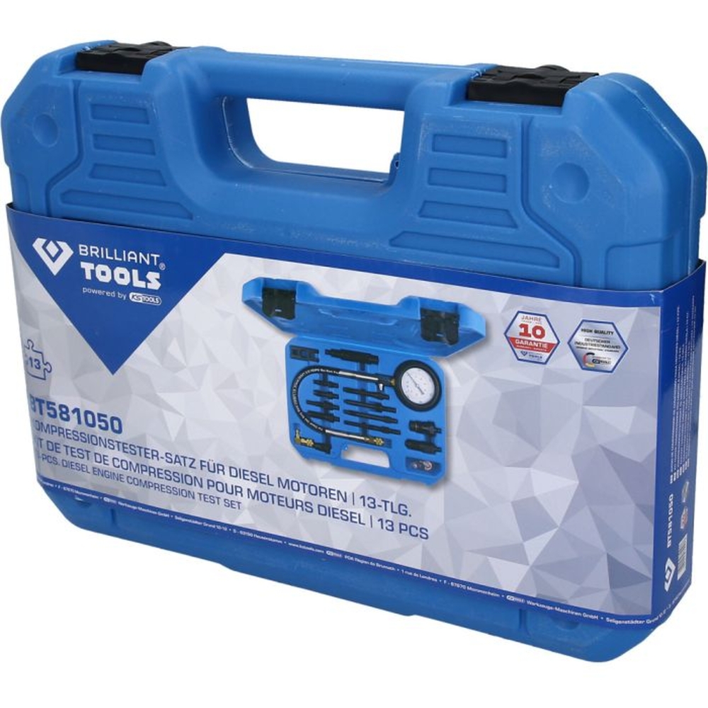 Coffret de contrôle de compression pour moteurs diesel 15 pcs BRILLIANT TOOLS - KS TOOLS - BT581050