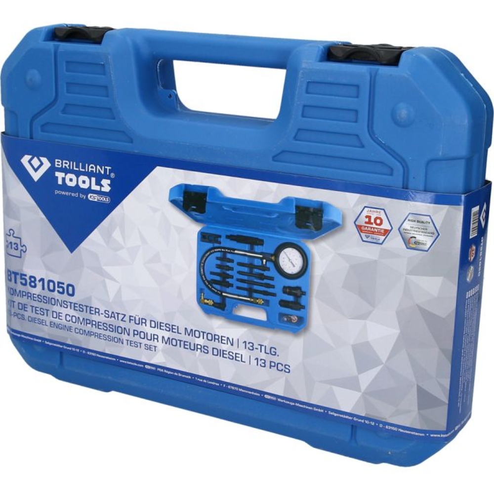 Coffret de contrôle de compression pour moteurs diesel 15 pcs BRILLIANT TOOLS - KS TOOLS - BT581050