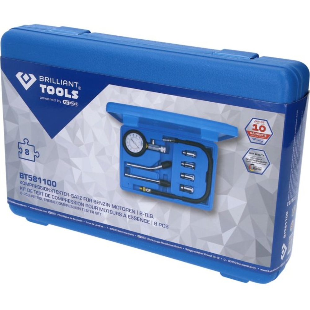 Coffret de contrôle de compression pour moteurs à essence 8 pcs BRILLIANT TOOLS - KS TOOLS - BT581100