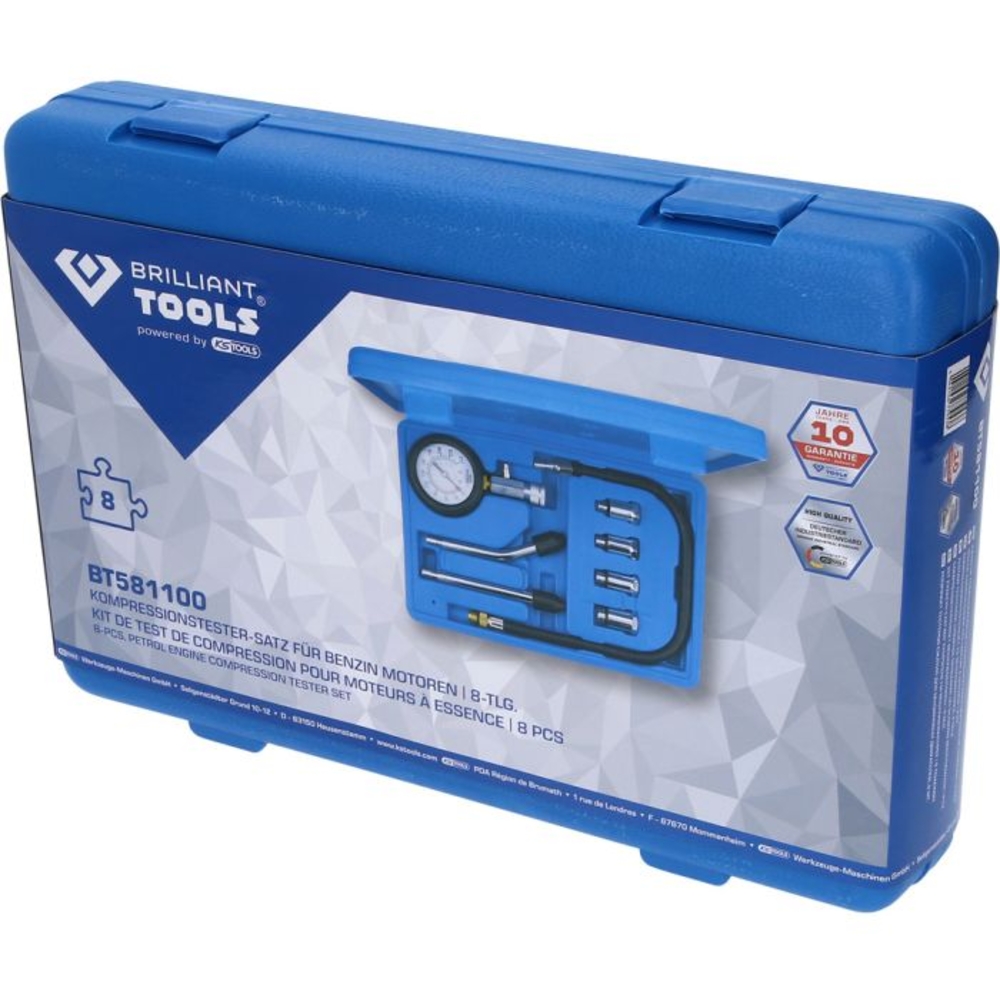 Coffret de contrôle de compression pour moteurs à essence 8 pcs BRILLIANT TOOLS - KS TOOLS - BT581100