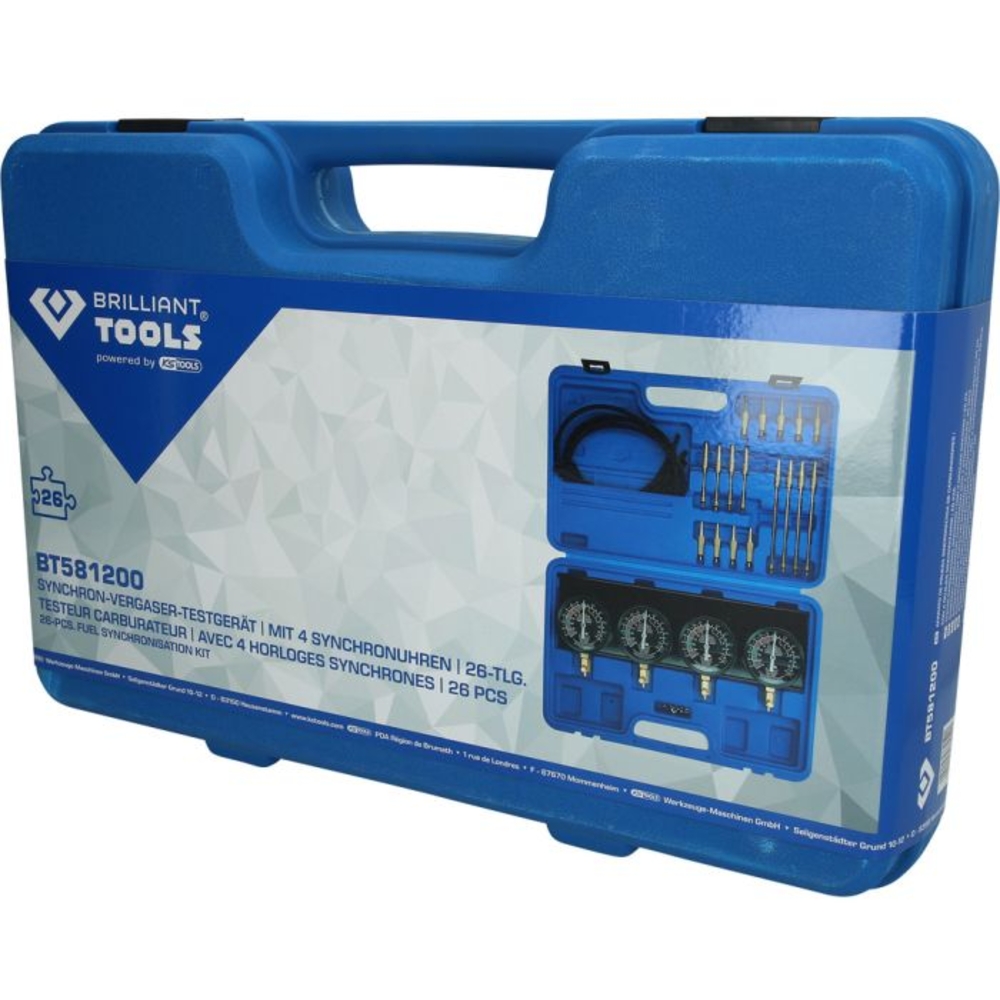 Coffret de test d'injecteurs avec 4 manomètres 26 pcs BRILLIANT TOOLS - KS TOOLS - BT581200