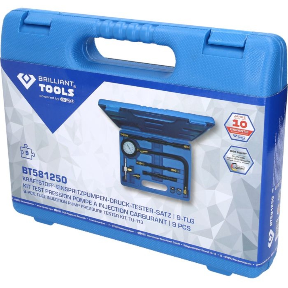 Coffret de test de pression pour pompe à injection 9 pcs BRILLIANT TOOLS - KS TOOLS - BT581250