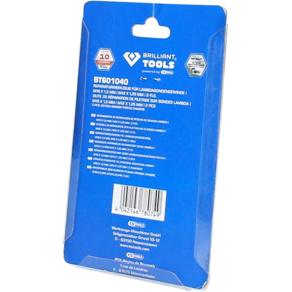 Outil de réparation pour filetages de sondes lambda M18 x 1.5mm M12 x 1.25mm 2 pcs BRILLIANT TOOLS - KS TOOLS - BT601040