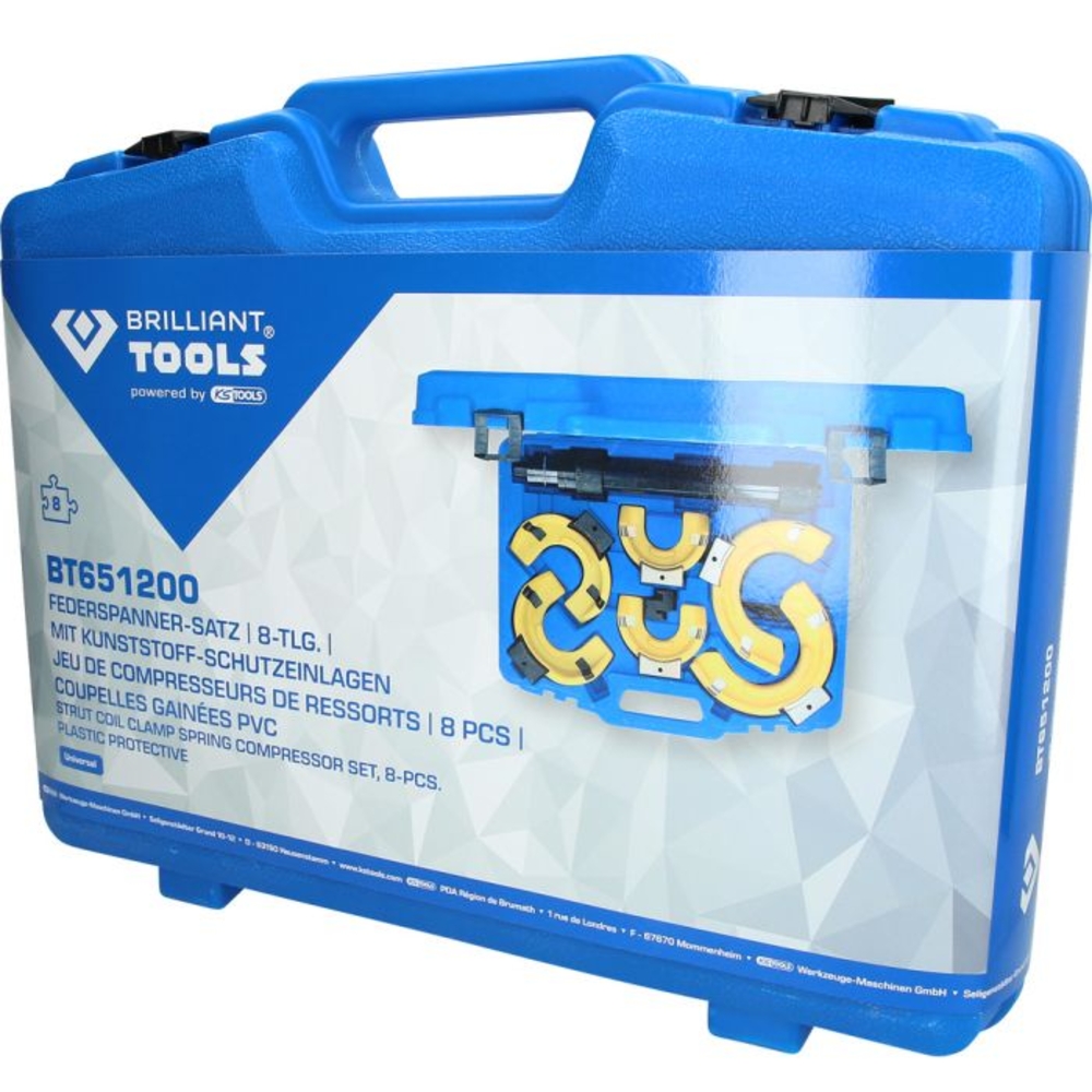 Jeu de compresseurs de ressorts 15 pcs coupelles gainées PVC BRILLIANT TOOLS - KS TOOLS - BT651200