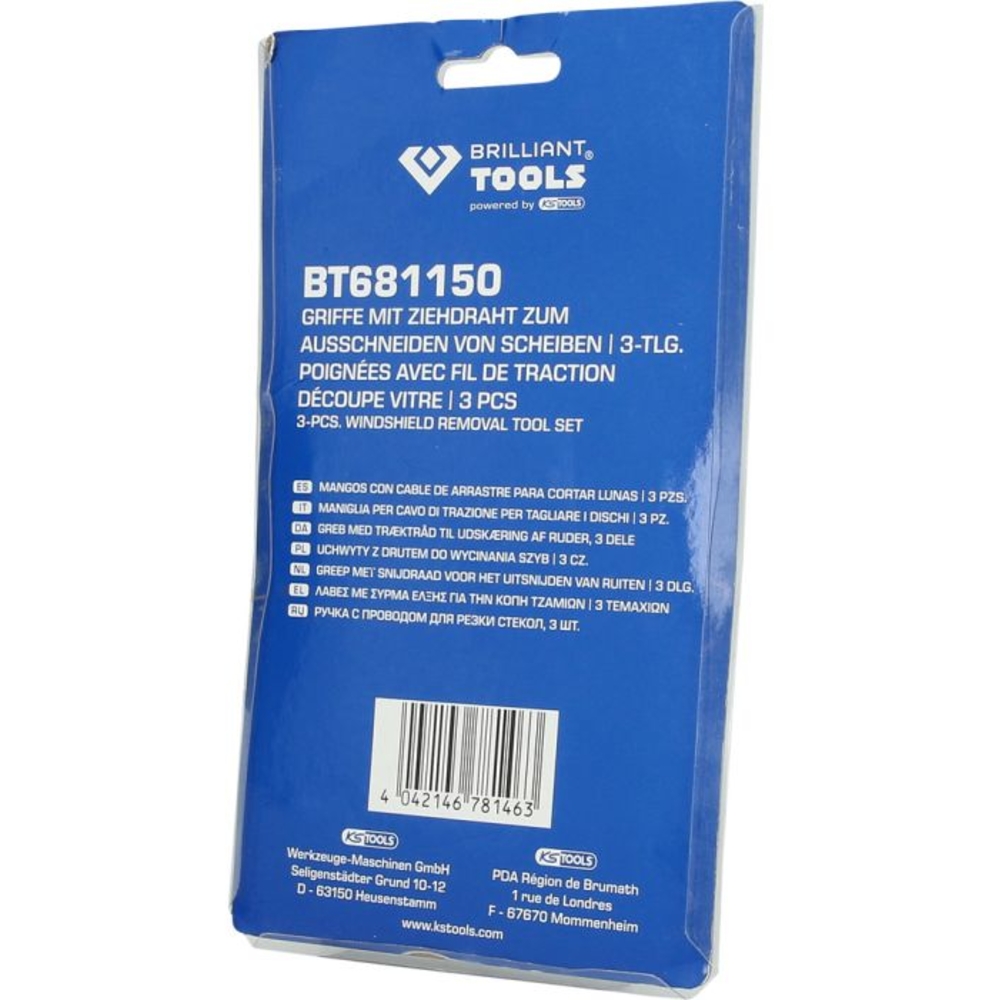 Poignées avec fil pour découpe de joint de vitrage 3 pcs BRILLIANT TOOLS - KS TOOLS - BT681150