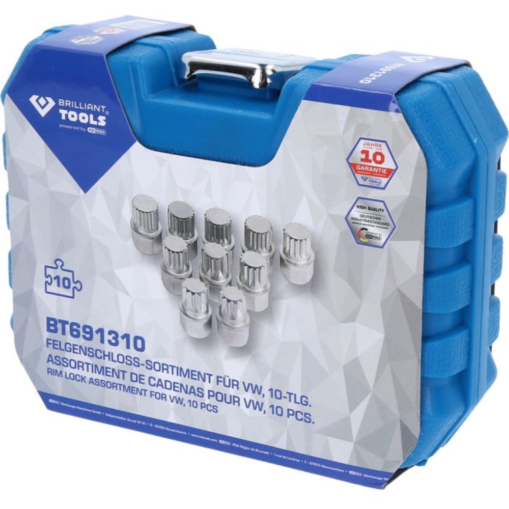 Coffret de démontage d'écrous antivols pour VW 10 pcs BRILLIANT TOOLS - KS TOOLS - BT691310