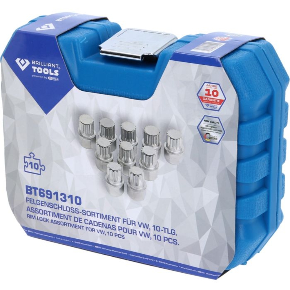 Coffret de démontage d'écrous antivols pour VW 10 pcs BRILLIANT TOOLS - KS TOOLS - BT691310