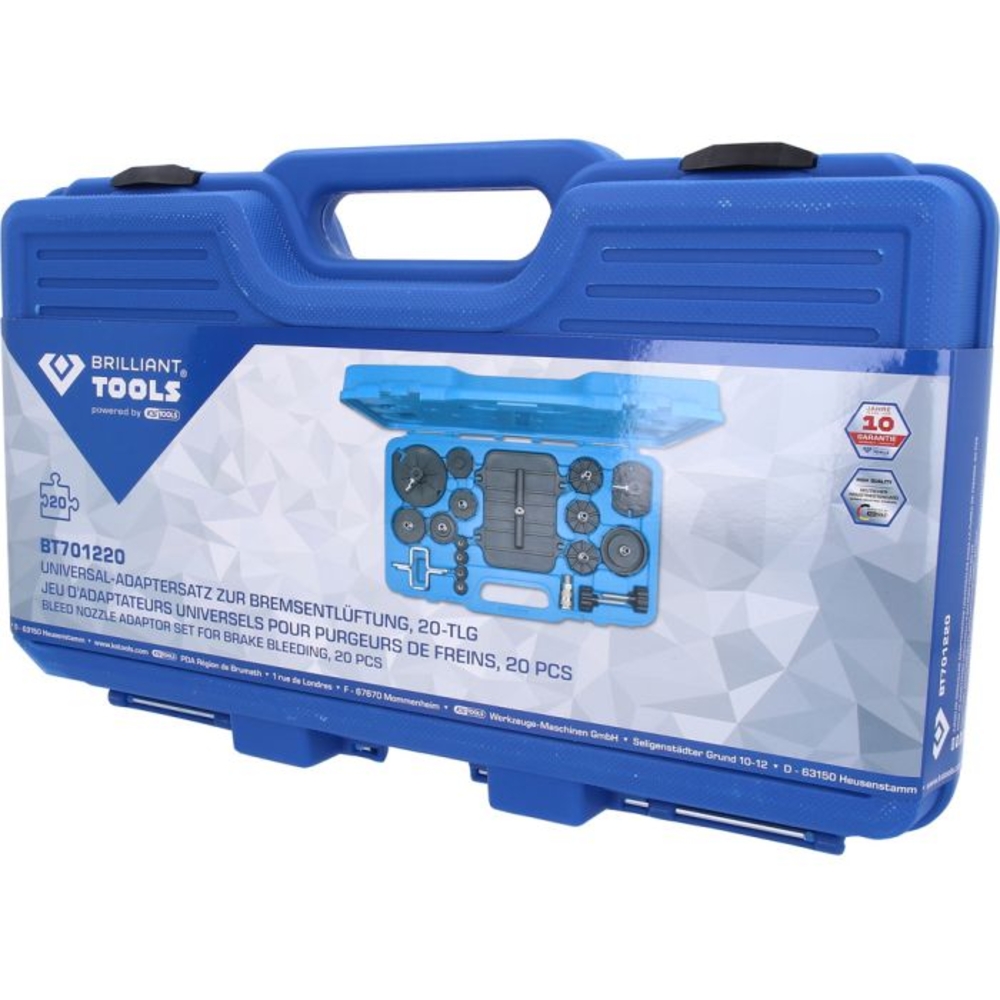 Jeu d'adaptateurs universels pour purgeur de frein 20 pcs BRILLIANT TOOLS - KS TOOLS - BT701220