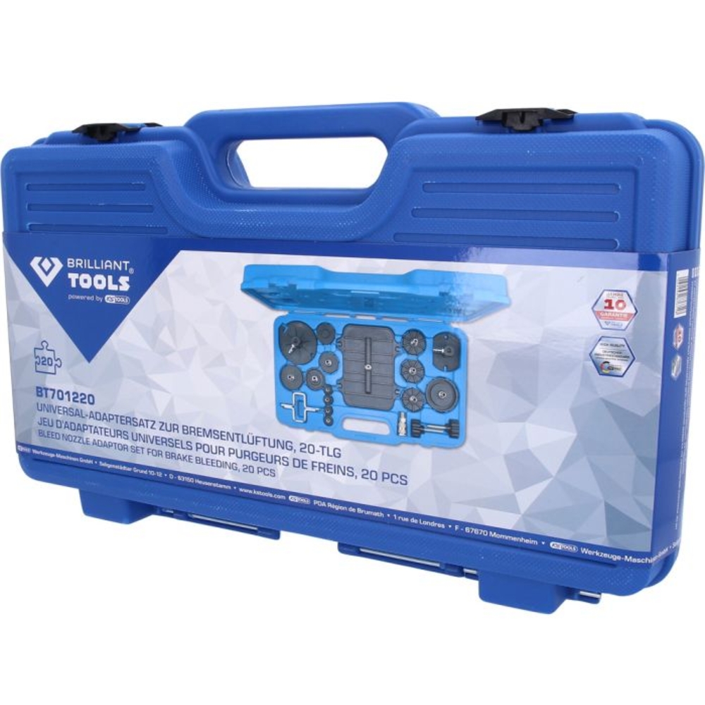 Jeu d'adaptateurs universels pour purgeur de frein 20 pcs BRILLIANT TOOLS - KS TOOLS - BT701220