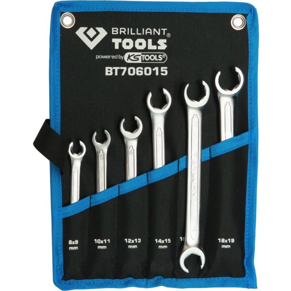 Jeu de clés à tuyauter 6 pcs 8 - 19mm BRILLIANT TOOLS - KS TOOLS - BT706015
