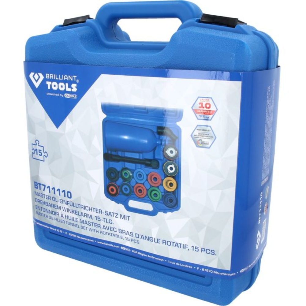 Coffret de remplissage d'huile avec adaptateurs et bras rotatif, universel 15 pcs BRILLIANT TOOLS - KS TOOLS - BT711110