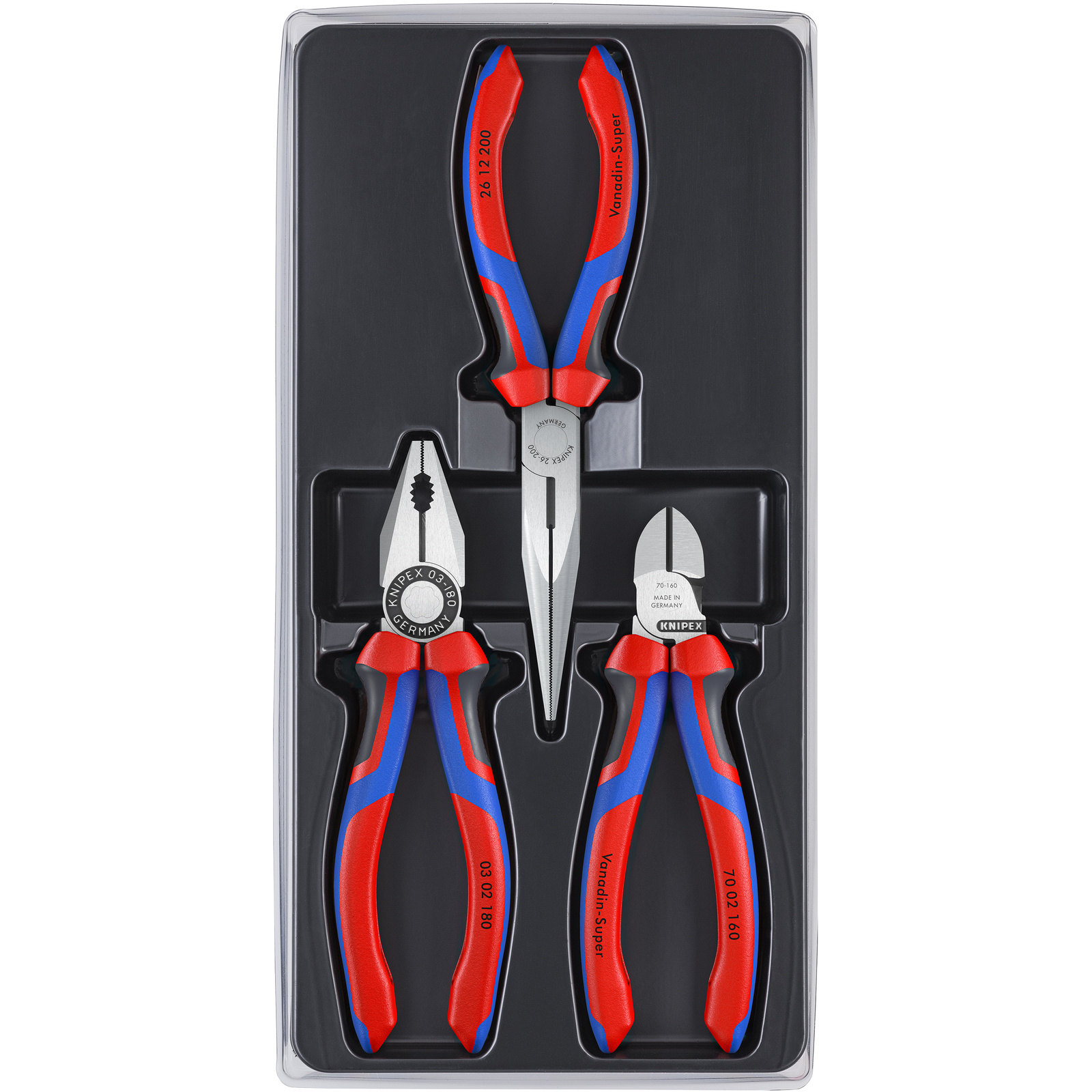 Lot de 3 pinces - Essentielles tri-matière - 03 02 180 - 26 12 200 - 70 02 160 KNIPEX - 002011