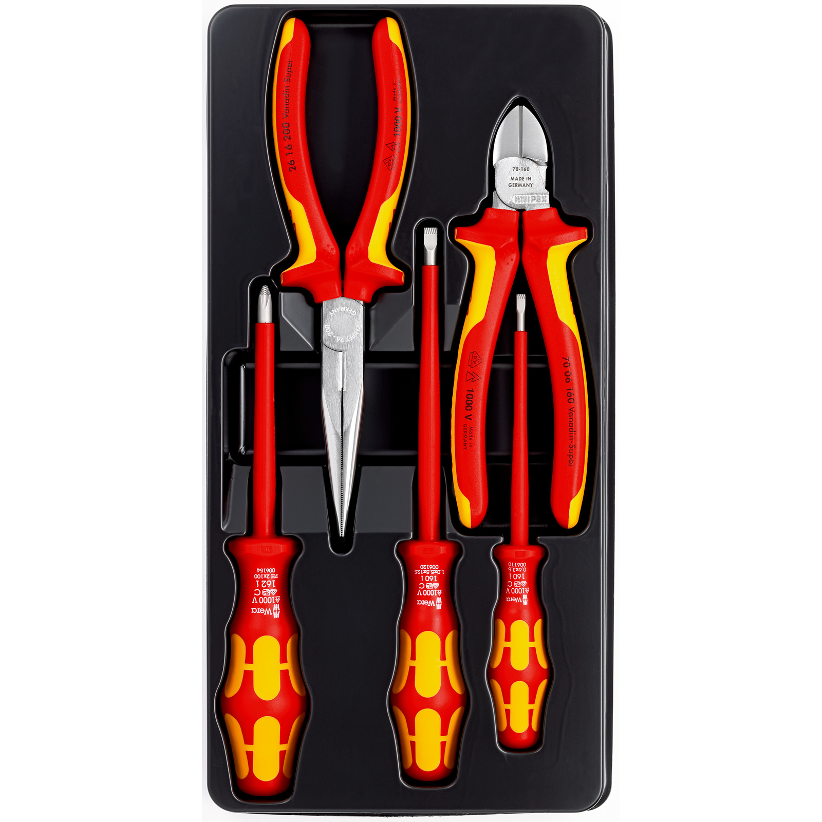 Assortiment de 2 pinces et 3 tournevis Wera - Bi-matière - Isolés 1000V KNIPEX - 002013