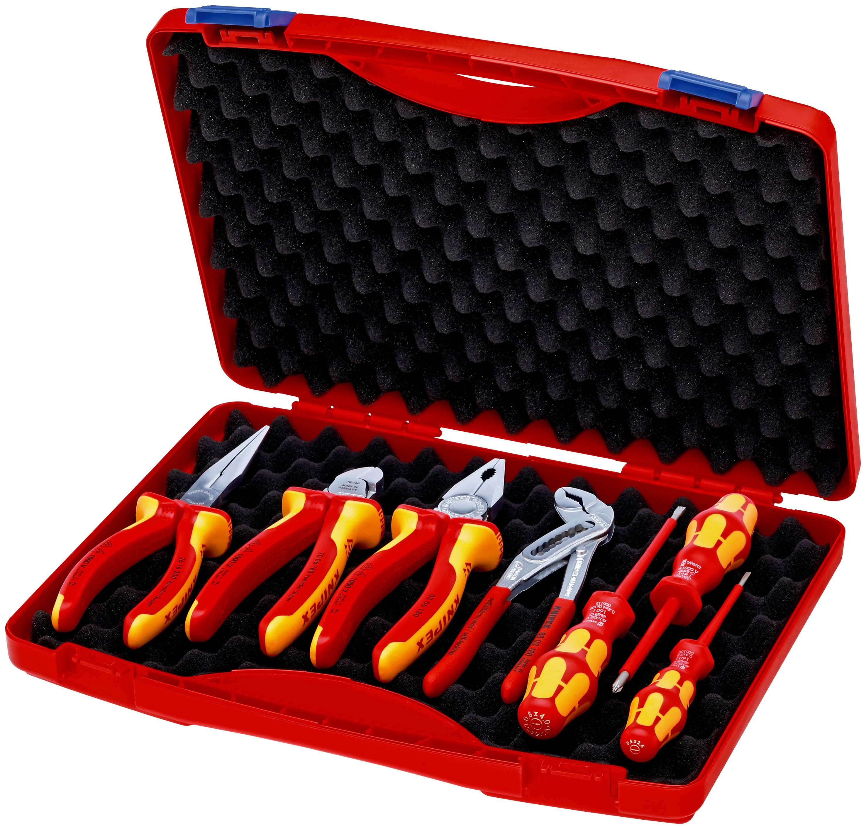 Coffret compact pour installateurs électriques composé de 4 pinces / 3 tournevis KNIPEX - 002115
