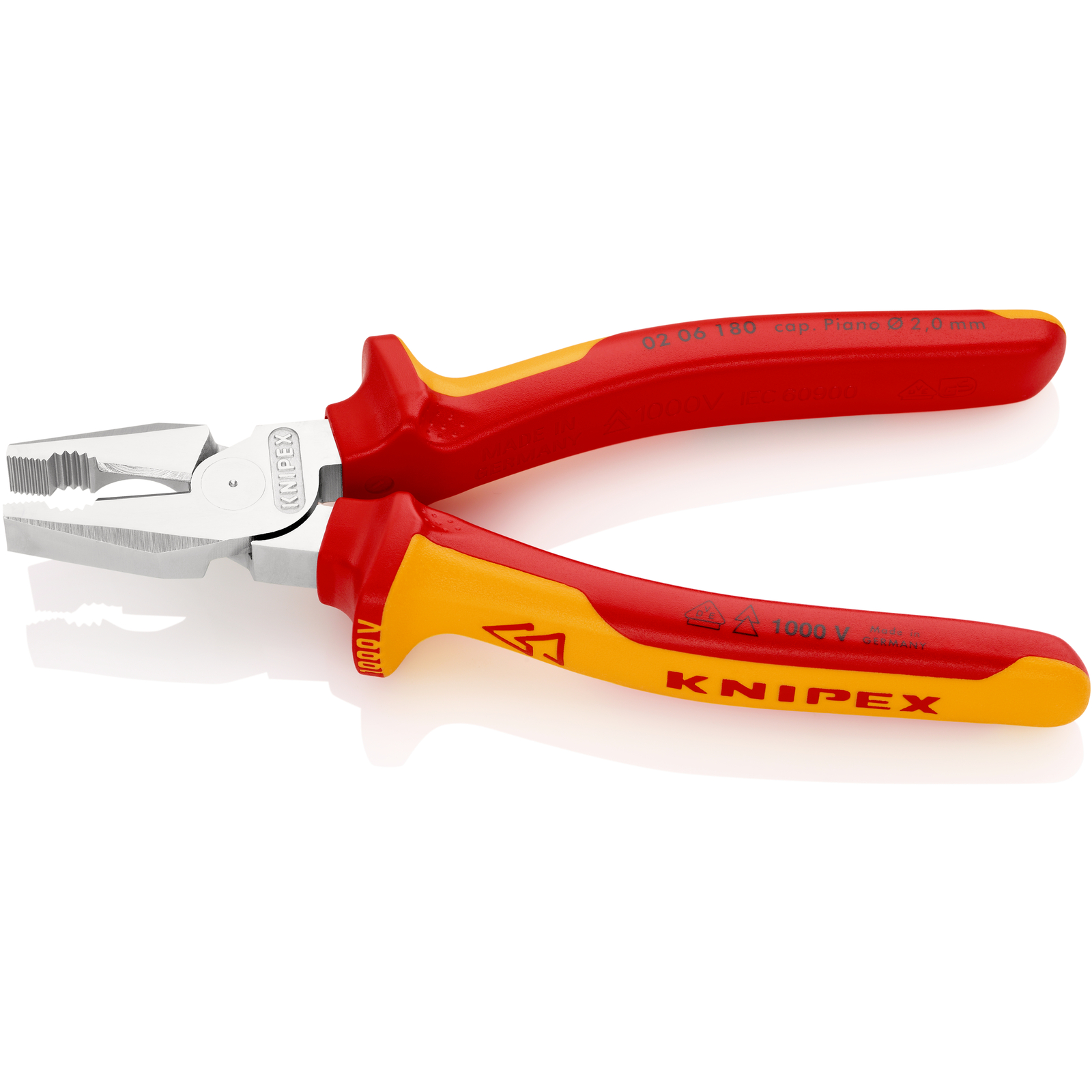 Pince universelle à forte démultiplication 180mm - Bi-matière - Chromée - 1000V KNIPEX - 0206180