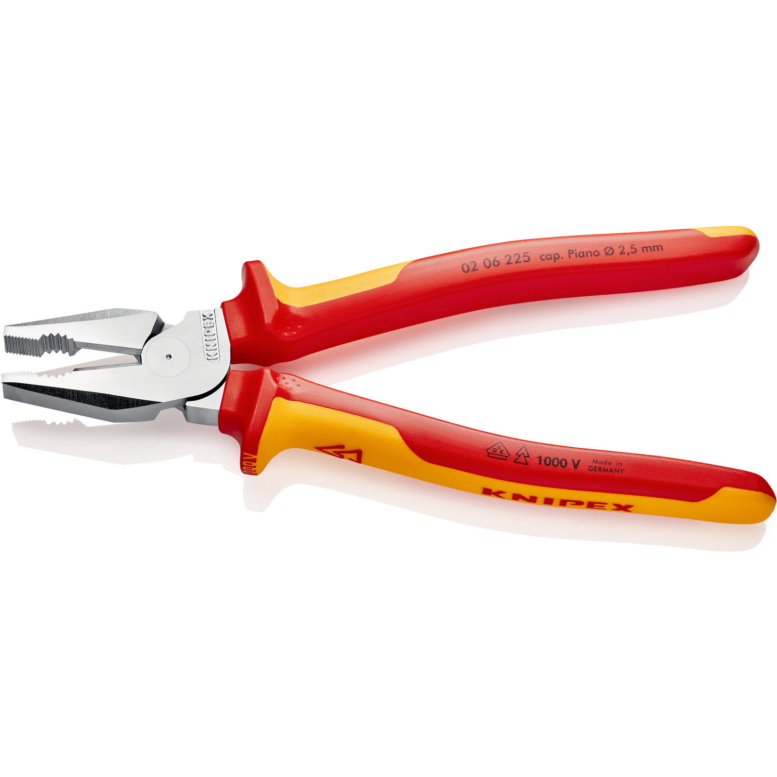 Pince universelle à forte démultiplication 225mm - Bi-matière - Chromée - 1000V KNIPEX - 0206225