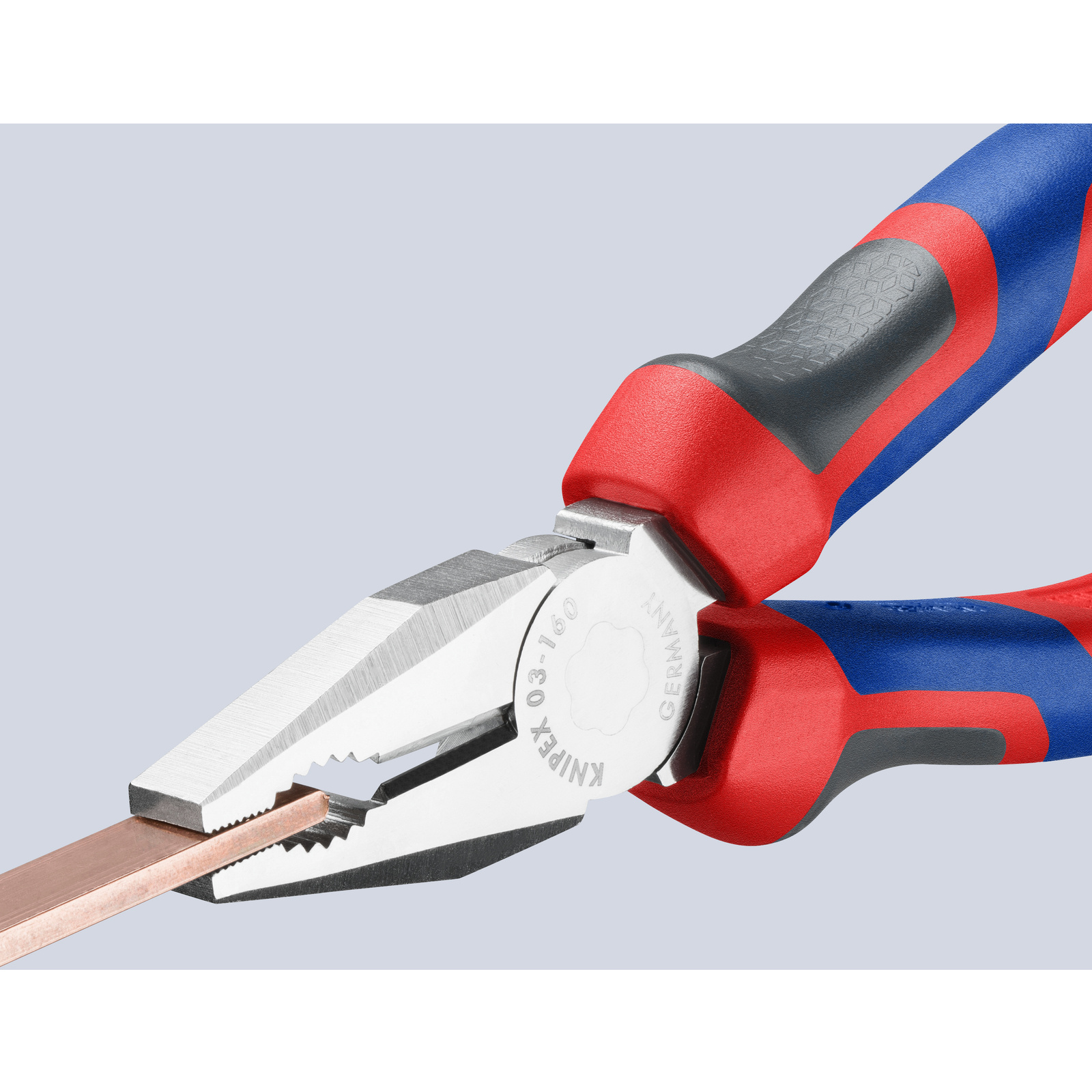 Pince universelle 160mm avec tranchant - Bi-matière - Chromée KNIPEX - 0305160