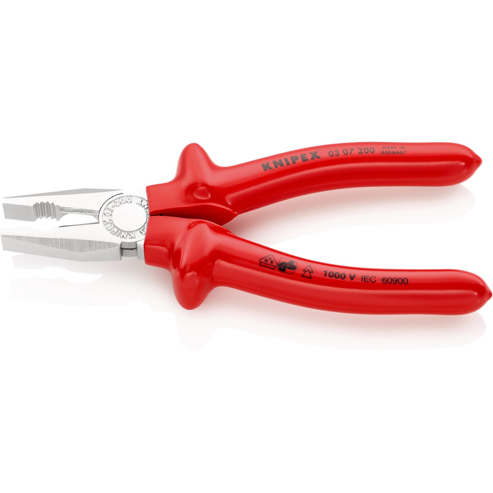 Pince universelle 200mm avec tranchant - Surmoulée - Chromée - Isolée 1000V KNIPEX - 0307200