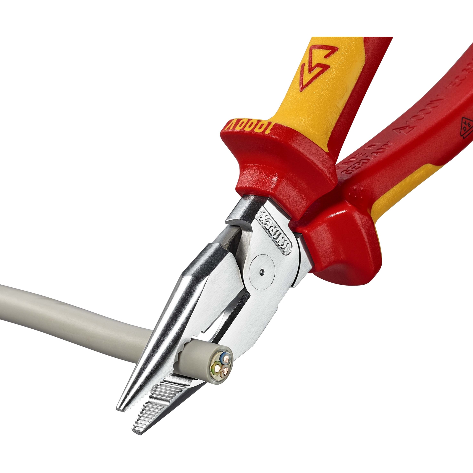 Pince universelle 185mm avec tranchant - Bi-matière - Chromée - Isolée 1000V KNIPEX - 0826185