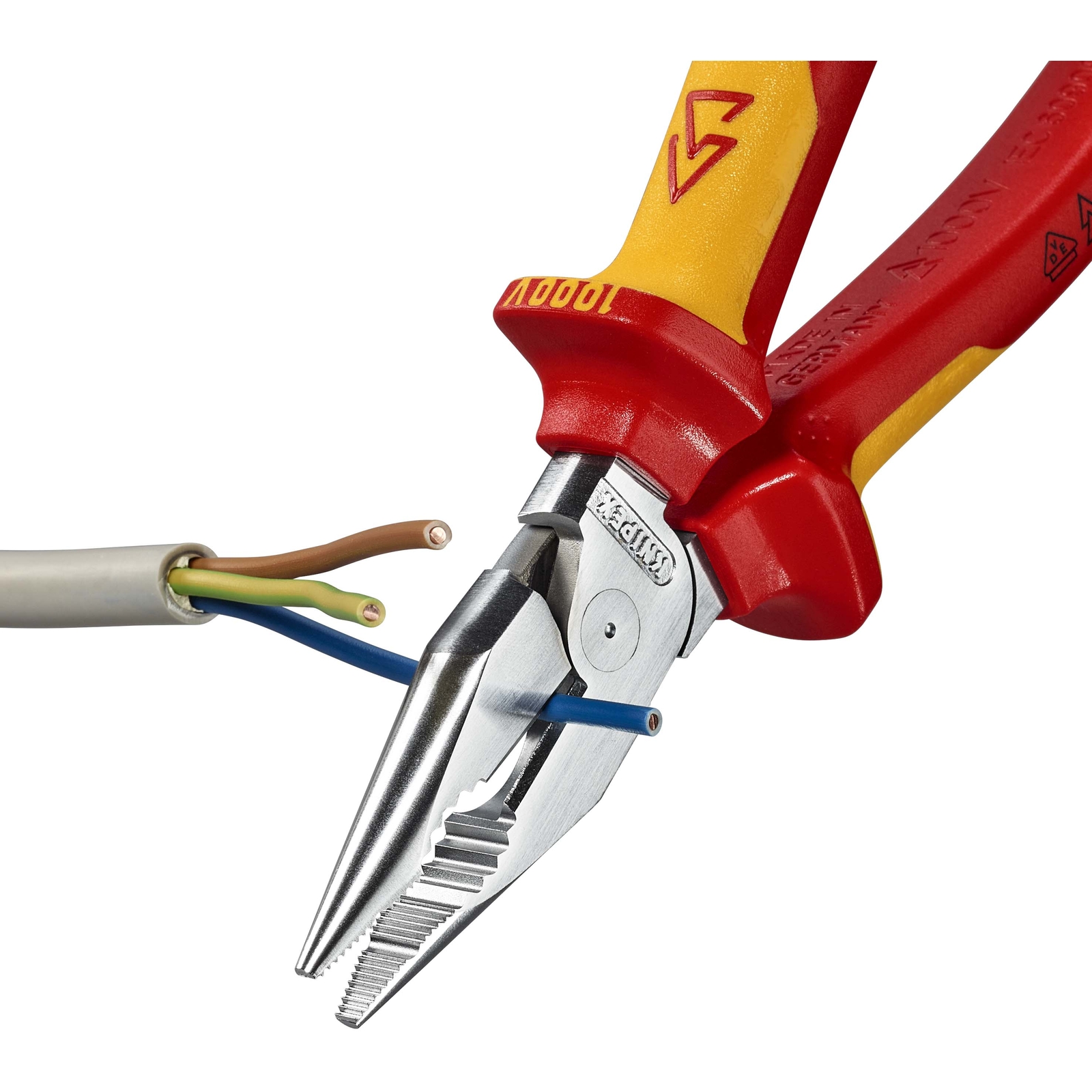 Pince universelle 185mm avec tranchant - Bi-matière - Chromée - Isolée 1000V KNIPEX - 0826185