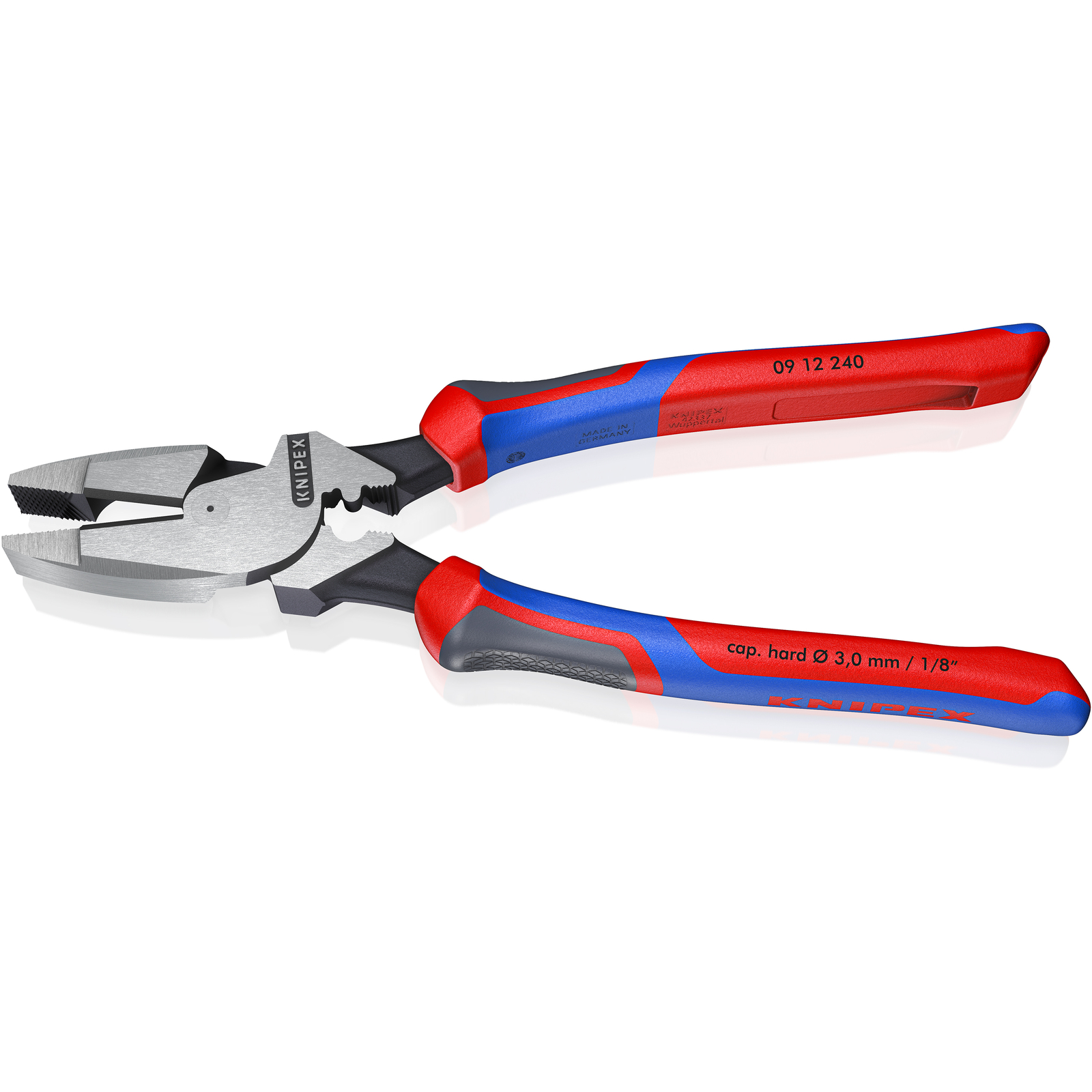 Pince universelle Linesman's 240mm avec tranchant et sertissage - Bi-matière KNIPEX - 0912240