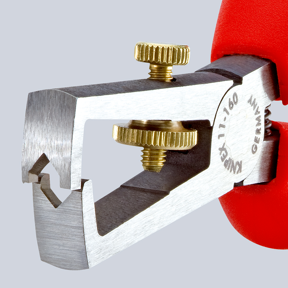 Pince à dénuder universelle 160mm avec ressort - Bi-matière - Tête polie KNIPEX - 1102160