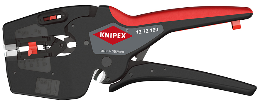 Pince à dénuder automatique 10mm² et à sertir les embouts de 0,25 à 4mm² KNIPEX - 1272190