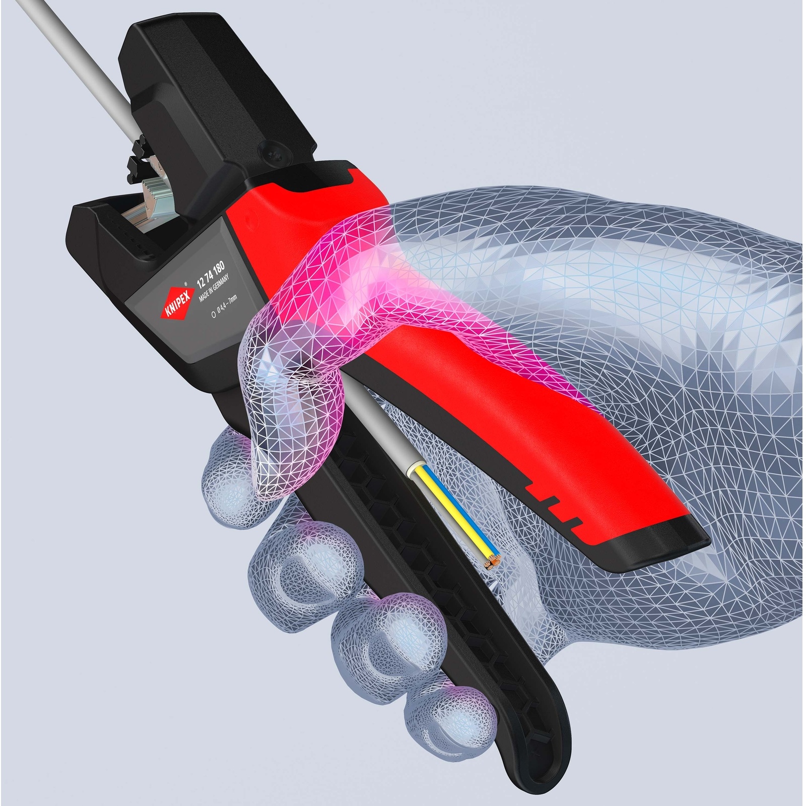 Pince à dégainer automatique câbles de données Ø4 4 à 7 5mm - 180mm - Bi-matière KNIPEX - 1274180