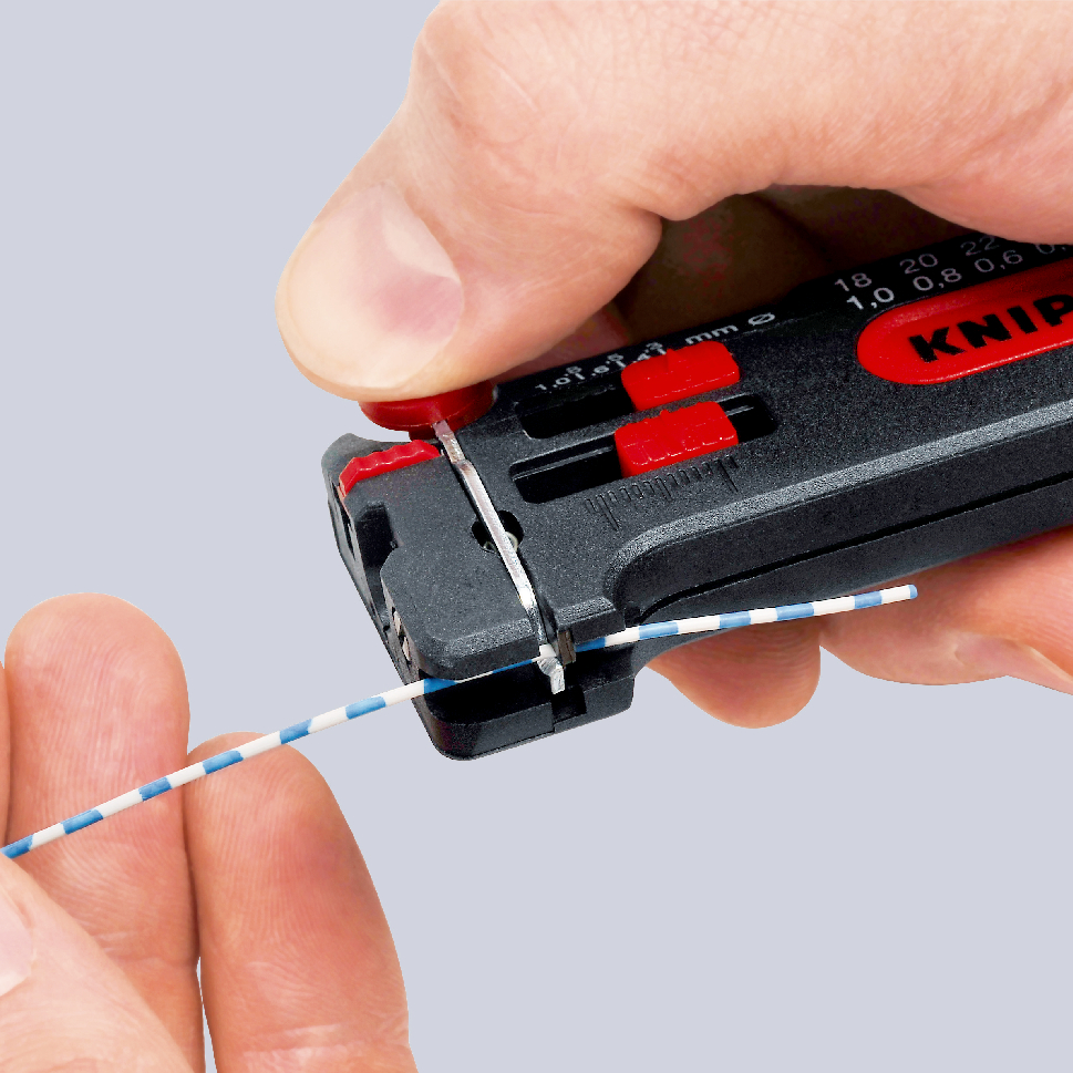 Outil de dénudage précis grâce au réglage progressif 0,12 à 0,4mm - 100mm - SC KNIPEX - 1280040SB