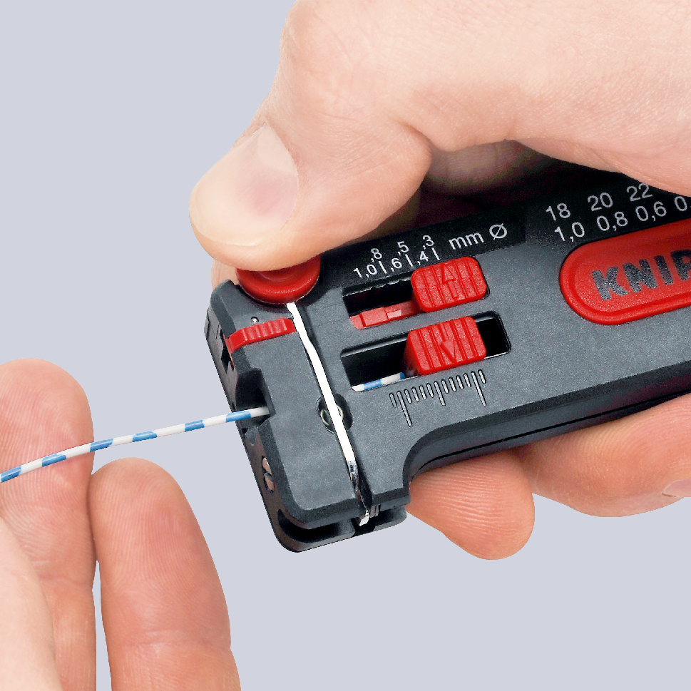 Outil de dénudage précis grâce au réglage progressif 0,3 à 1mm - 100mm - SC KNIPEX - 1280100SB