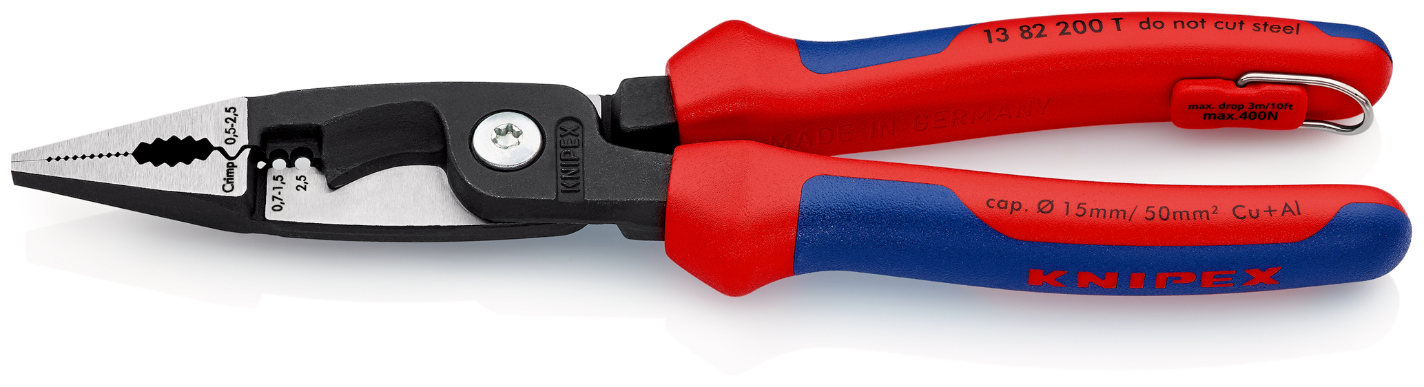 Pince multifonction bimatiere antichute KNIPEX - 13 82 200 T BK