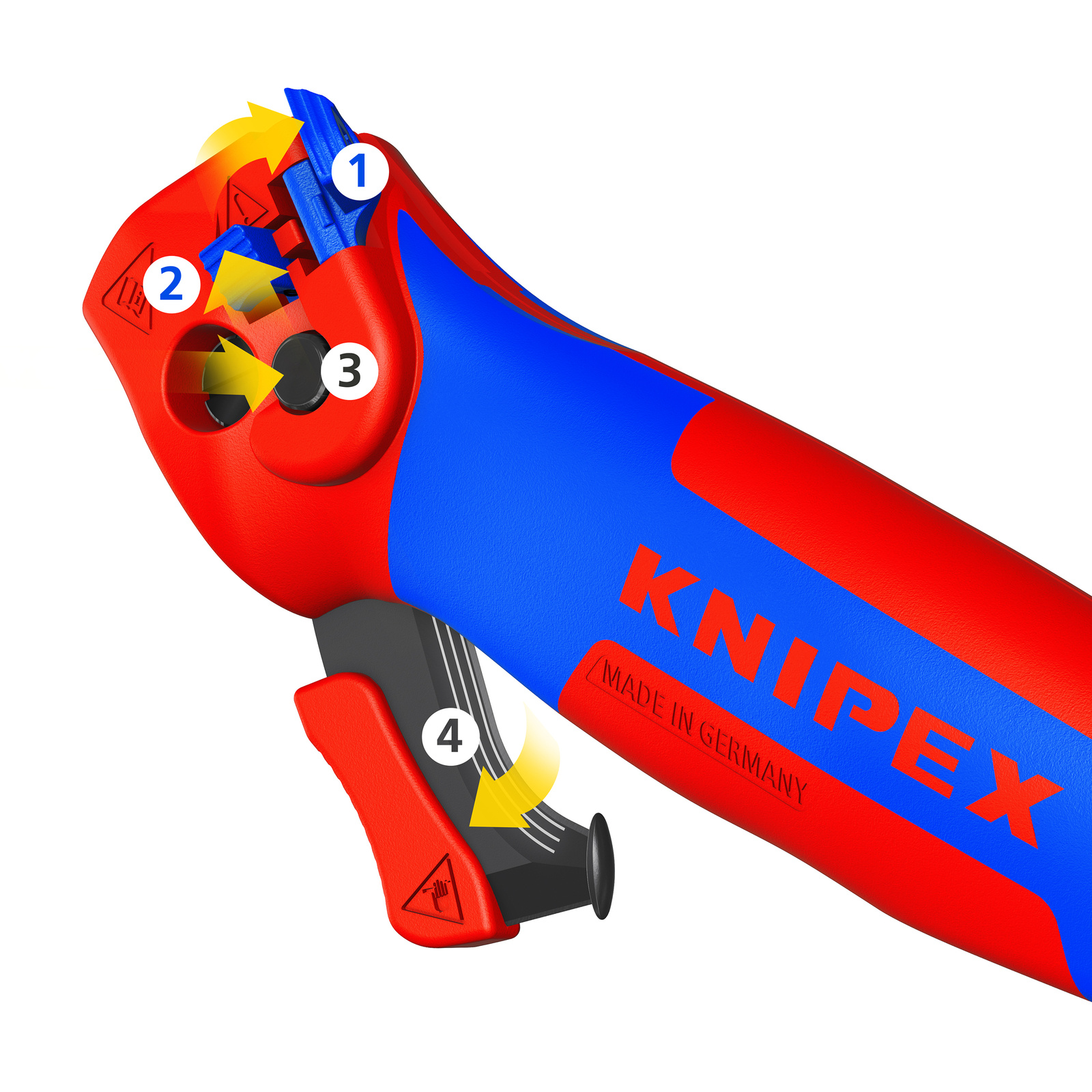 Couteau d'électricien 180mm - Lame avec sabot de guidage - 3 positions de coupe KNIPEX - 1650145SB